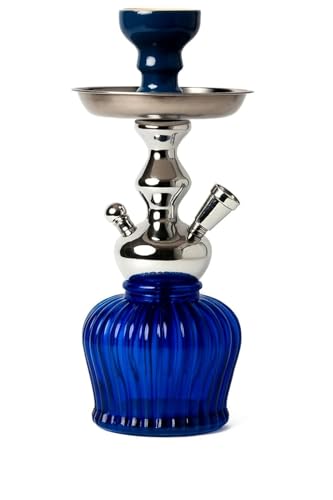 Image of FAB HOME DECOR QT Econo Dual Hose Hookah | Designer Double Pipe Aluminium Stem 12 Inch Glass, Steel Hookah Set For Heavy Smoke | Perfect for Party Lovers