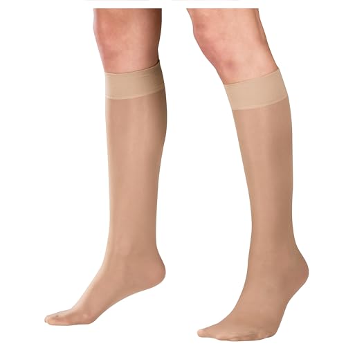 Image of Truform Sheer Compression Stockings, 8-15 mmHg, Women's Knee High Length, 20 Denier