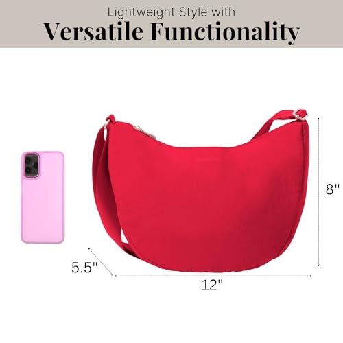 Image of Baggallini Swift Crescent Crossbody Bag for Women - Lightweight 12 inchx8 inch Travel Purse Handbag