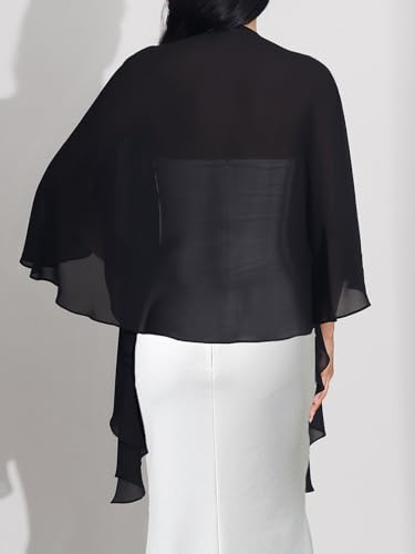 EASEDAILY Women's Shawls and Wraps for Evening Dresses Chiffon Wedding Scarf Bridal Stole Shrug for Bride and Bridesmaid4