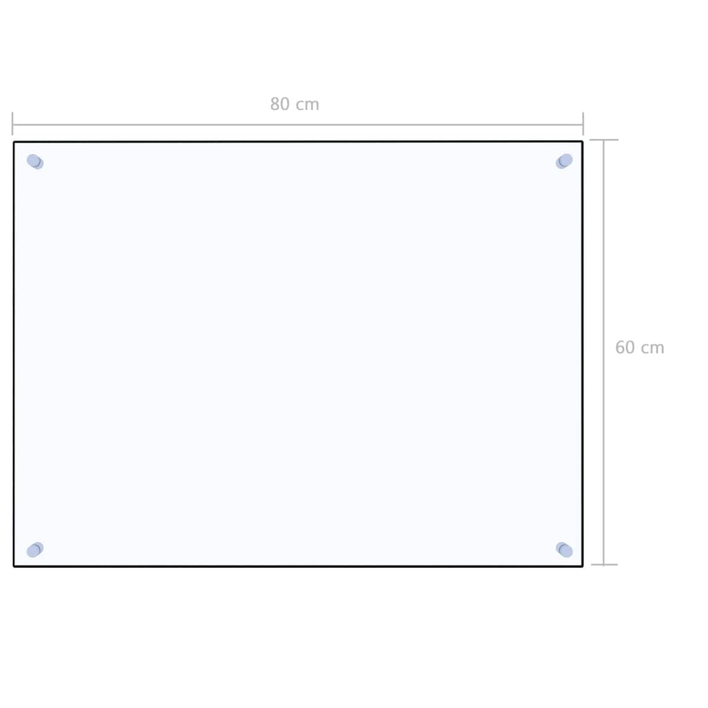 vidaXL Pannello posteriore della cucina, resistente al calore, antigraffio, decorazione da parete, sistema di piastrelle, protezione dagli schizzi, trasparente, 80 x 60 cm, in vetro temperato