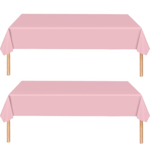 MOMAHUA 2 manteles de fiesta, mantel rosa para cumpleaños, rectangular, extragrande, impermeable, a prueba de aceite, fácil de limpiar, suministros de fiesta de color sólido, decoración de mesa