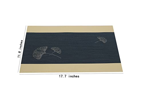Wipeable Placemats Indoor Set Of 6 Vinyl Woven Green Place Mat Non Slip Heat Resistant Table Mats Patio Placemats Washable Easy To Storage For Kitchen Garden Farmhouse Picnic Dining Table #TOP2
