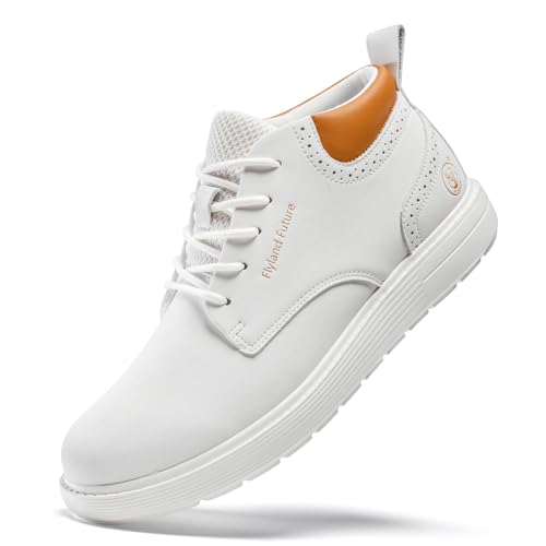 FLYLAND Men's Fashion Sneakers Chukaa Boots Leather Shoes Lace Up Lightweight Dress Boots Walking Driving Shoes