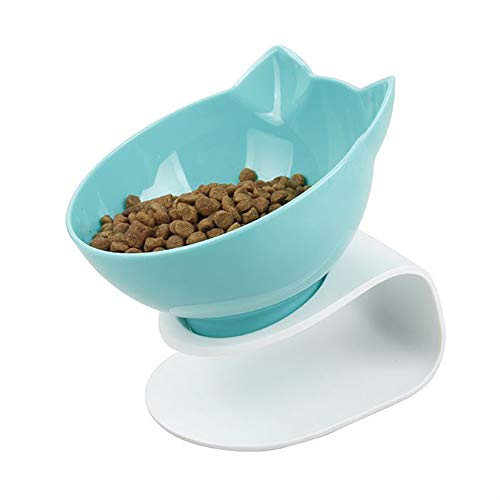 L&XY Orejas De Gato Cuenco De Gato Boca Oblicua Agua para Beber Cuenco De Comida para Gato Cuenco De Mascota Cuenco De Perro con Soporte Elevado Suministros para Gato Perro Pequeño,Green