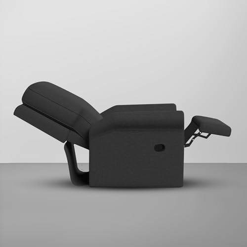 Image of CASALIVING Mersin Comfy Fabric Single Seater Recliner Chair, Recliner Sofa for Relaxing, Recliner Chair for Home Relax (Black) | Premium Fabric Sofa