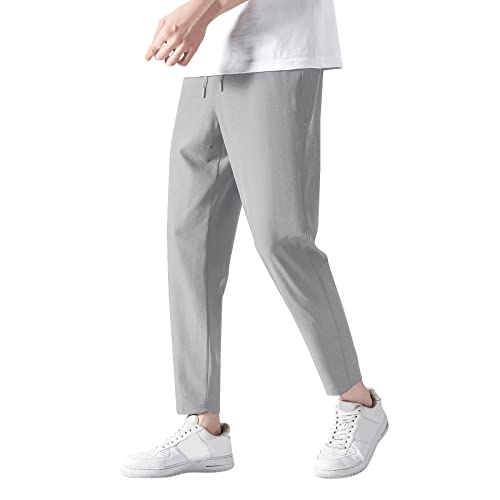 Sweatpants Men Loose Fit Cool Touch Solid Color Sport Long Summer Casual Active Trousers with Pocket