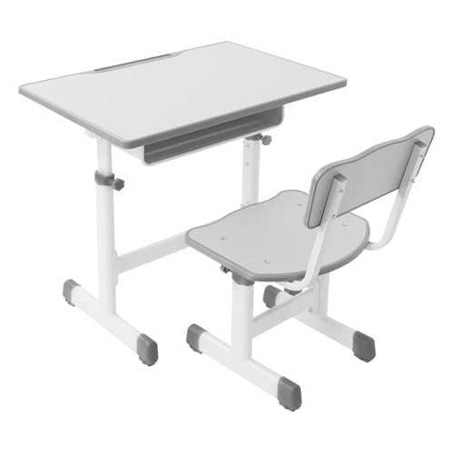 czyuRachel Juego de escritorio infantil con mesa y sillas, escritorio infantil en altura regulable, tamaño de mesa de 70 x 50 cm, tamaño de la mesa, 36 x 42 cm, silla de escritorio para niños, para