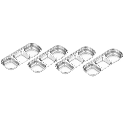 TrekSky ディップボウル バーベキューディップソース皿 お皿 醤油 薬味 仕切皿 小 漬物 キムチ 涼菜 醤油調味料 304ステンレス スパイス 酢 韓国料理 焼肉 焼き肉 家庭 旅館 飲食店 業務用 韓国食器 可食洗機対応 (銀,I) [並行輸入品