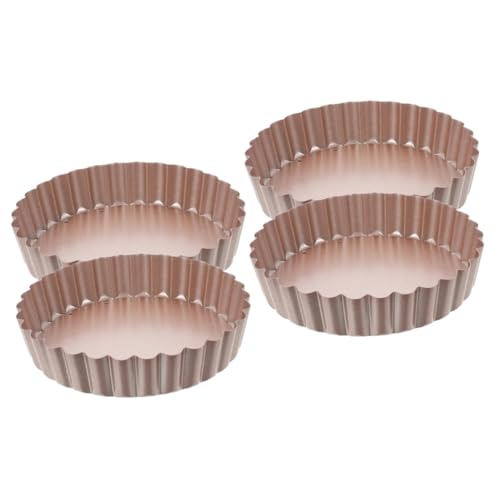 OUNONA 2sets Non-stick Tart Pans Set Carbon Steel Baking Pans for Pies Quiche Cheesecake with Removable Bottom 2pcs*2