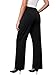 DLOODA Womens Wide Leg Dress Pants Stretchy High Waisted Work Pants Business Casual Office Trousers with Pockets Black M