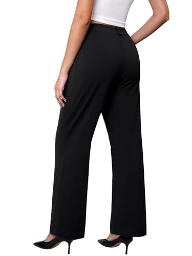 Womens Wide Leg Dress Pants Stretchy High Waisted Work Pants Business Casual Office Trousers with Pockets2