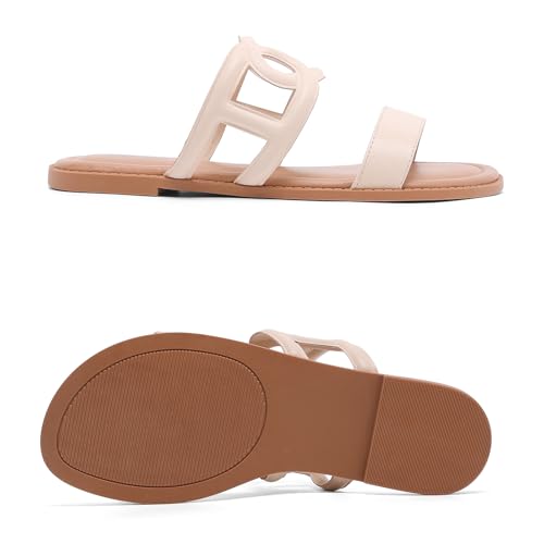 Image of Ruiee Wide Width Sandals for Women, Summer Flat Slides Casual Braided Wide Feet Sandal Comfort Slip on Sandals Open Toe Beach Shoes for Women.