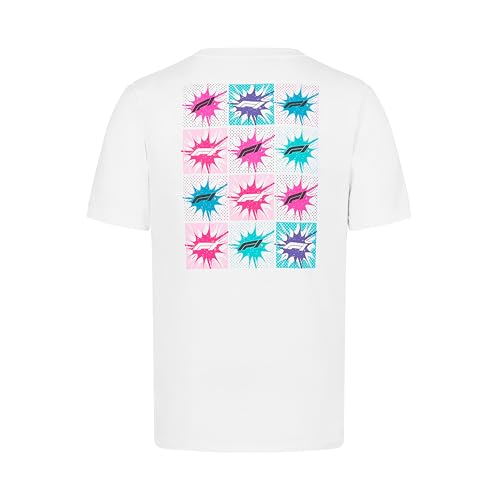 Formula 1 T-shirt avec logo Pop Art Style Graphic sur le dos - Blanc, blanc, Taille L