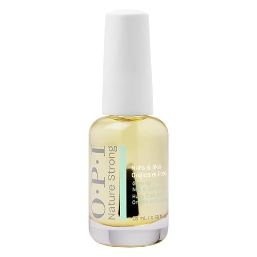 OPI Nature Strong Nails & Skin - Glow Up Nail & Cuticle Oil with Brush | Lightweight Nourishing Natural Oil Blend Moisturizes Dry Cuticles | Enriched with Vitamin E | 0.5 Fl Oz | 15 mL