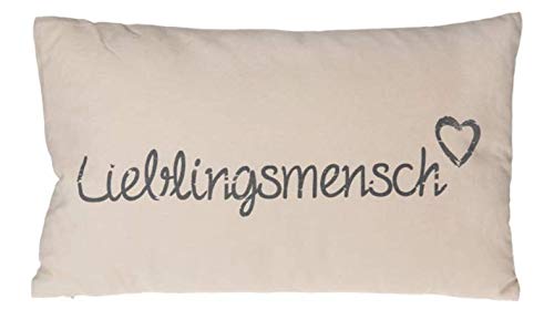 mucplants Deko-Kissen Lieblingsmensch Creme mit Reisverschluss 100% Baumwolle 30x50cm Sofakissen Kissen Cover