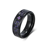 Ayoiow Anillos de banda para hombre, anillos de compromiso para hombre, incrustaciones de fibra de carbono, acero inoxidable, talla N 1/2-Z, Z, Acero inoxidable, Sin piedra preciosa