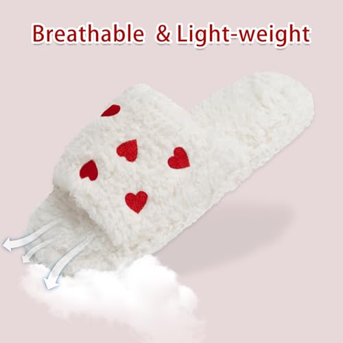 Image of GOEWY Fuzzy Open Toe Slippers for Women Indoor Cozy Memory Foam Slip On House Slides Shoes Gifts for Womens Her Mom