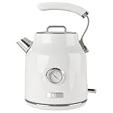 Haden Dorset 1.7 Liter Stainless Steel Electric Kettle, Hot Water Kettle with 360-Degree Base and Auto Shutoff, Ivory & Chrome