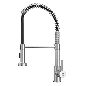 M Mehoom Wasserhahn Küche 360° Drehbar, Küchenarmatur mit Pull Down Sprüher Brause, 2 Sprühmodi Mischbatterie Küche mit 2 Anschlüssen