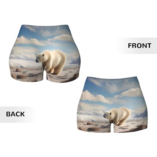 Standing Polar Bear. Pattern Sports Shorts, high Elastic Slim Fitness Pants, Suitable for Yoga/Leisure/Daily wear3
