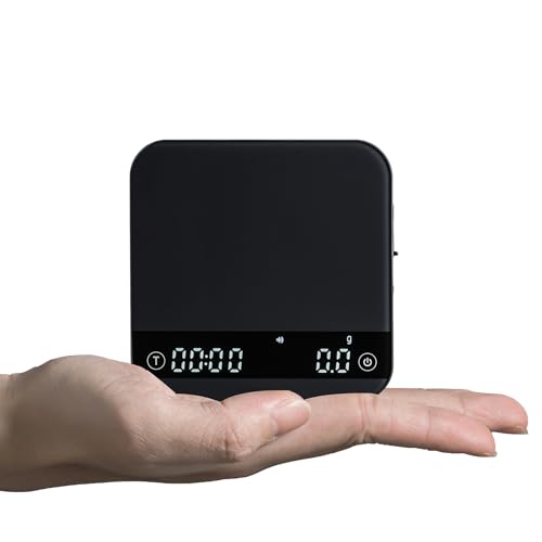 Comparison: Best Scales For Espresso 11 KitchenTour CaféMetric Coffee Scale with Timer 0.1g/2000g - Precision Scale for Espresso & Pour Over - Water Flow Speed Mode and Coffee Powder-to-Liquid Ratio Mode - Rechargeable, LCD Display-Black
