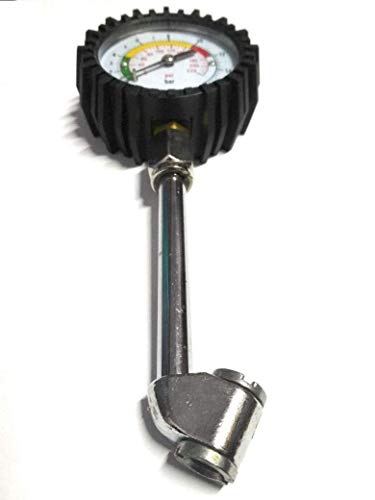Image of Analog Tyre Pressure Gauge 100 PSI Car Truck Bicycle and Non-Slip Grip | Tire pressure Gauge 0-220 PSI Multiple Units PSI, KG /CM, Bar Heavy Duty Air Meter Tester
