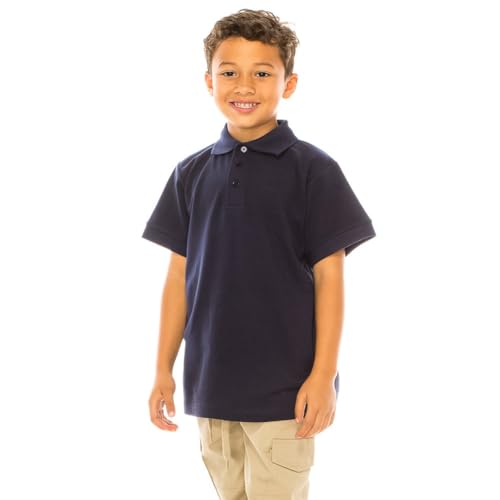 Image of unik Boy's Premium Quality Pique Polo Uniform Shirt Short Sleeve White Sky Blue Navy Hunter Green Burgundy Black Red