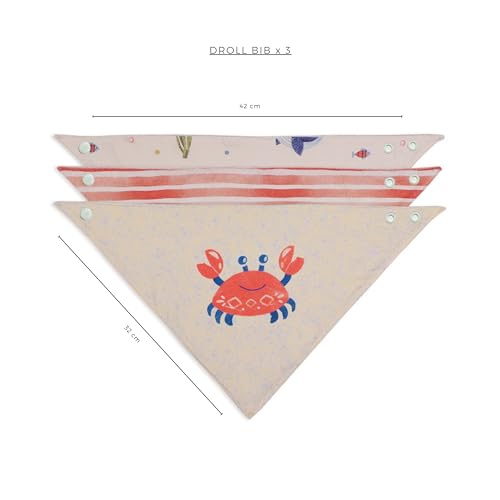 Image of abracadabra Cotton Jersey Drool Bibs (Set of 3) - Soft, Super Absorbent & Lightweight With Adjustable Snaps - Hello Sea