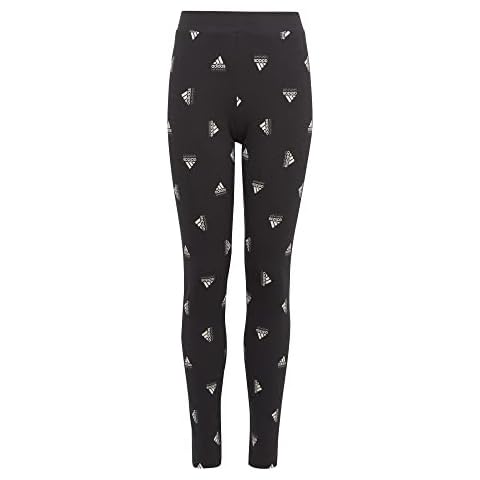 Adidas Girls' Comfortable Cotton Leggings, Black White Cover