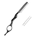 Hair Cutting Comb Set with Replacement Stainless Blades Black Professional Hairdressing Tool Trimming Tool Thinning Tool for Salon and Home Use Styling Accessories