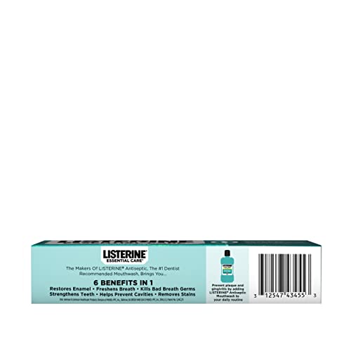 Listerine Essential Care Original Gel Fluoride Toothpaste, Prevents Bad Breath And Cavities, Powerful Mint Flavor For Fresh Oral Care, 4.2 Oz, Pack Of 6 #TOP5