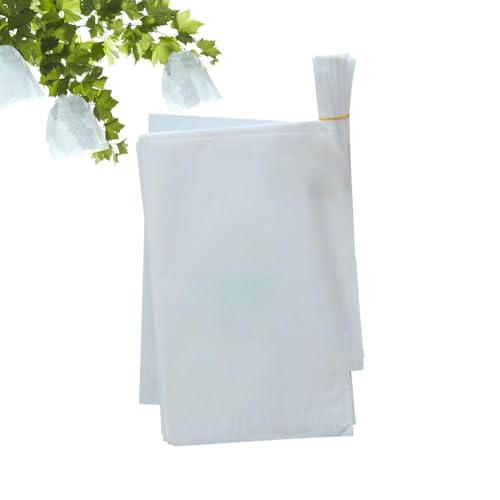 Bolsas de protección de frutas – 100 bolsas de papel de frutas blancas con alambre | Protector de frutas de plantas de jardín, bolsa transpirable y translúcida para árboles frutales, huertos, árboles,