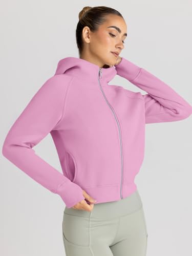 Image of Trendy Queen Womens Zip Up Hoodies Cropped Jackets Fall Clothes 2026 | Hooded Lightweight Fleece Lined Slight Stretch Material Comfort Travel Ariport Outfits Casual Y2k Sweatshirt Winter Fashion