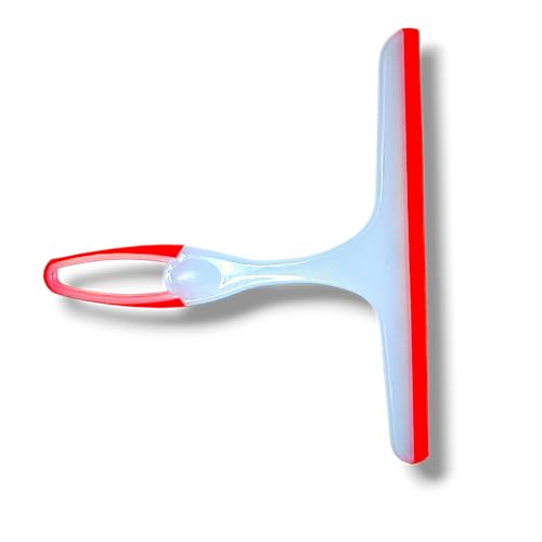 Image of Glass Window Squeegee with Strong Grip Handle and Hanging Support, Varied Colour Including Red and Clear