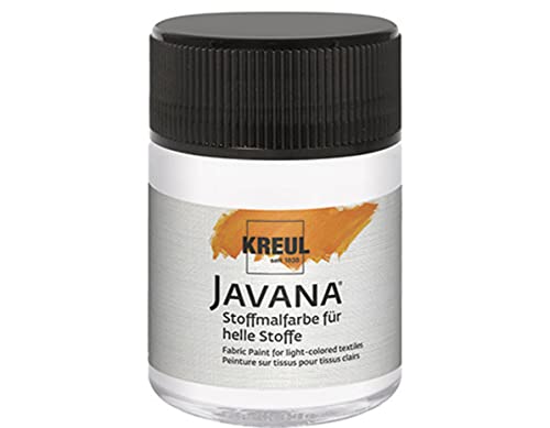 KREUL 91911-50 ML Peinture pour Tissu Javana en Blanc pour Tissus clairs, Peinture à Base d'eau à caractère crémeux, pénètre en Profondeur dans Les Fibres, résistant au Lavage après Fixation