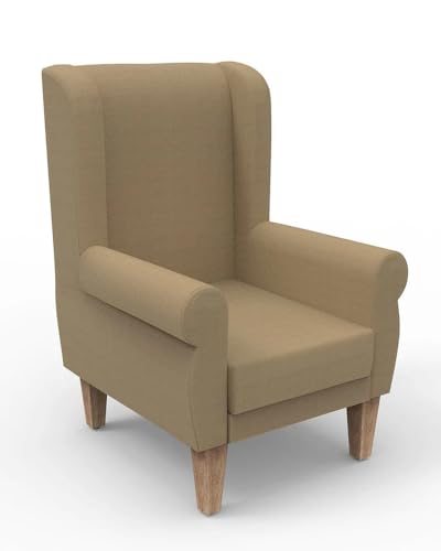 Image of Lakdi The Furniture Modern High Back Wingback Armchair with Upholstered Fabric, Rolled Arms & Solid Wood Legs, Comfortable Lounge Chair | 5 Years Warranty | Free Assembly - 15185147