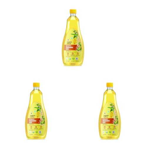 Image of Organic Tattva Sesame Oil 1 Litre | Unrefined Cold Pressed Cooking Oil | Pure Sesame Seed Oil | Suitable for Everyday Cooking (Pack of 3)