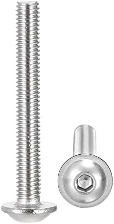 sourcing map Flanged Button Head Socket Cap Screws, M4*6mm Hex Socket Drive Screw, 304 Stainless Steel Fasteners Bolts, Fully Threaded Machine Screw 100Pcs