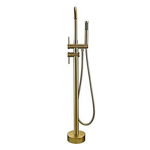 Mitigeur sur pied baignoire or rose brossé avec bec rotatif 360