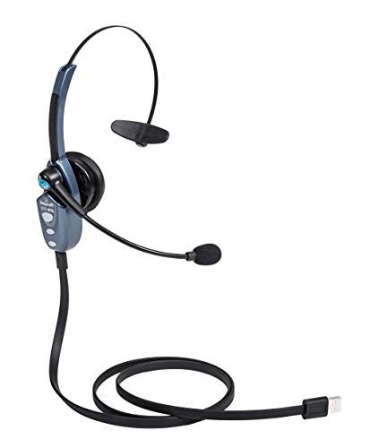 Image of BlueParrott B250-XTS Mono Bluetooth Wireless Headphones 91% Noise Canceling Over Head Trucker Headset with Mic, Lightweight Design with Adjustable Headband, 20 hrs. Talk Time, Blue