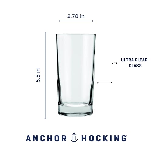 Anchor Hocking Heavy Base Drinking Glasses Set, 12 oz Tumbler Glasses, Set of 12