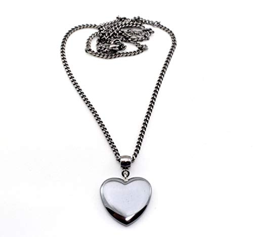 Gargantilha com coração de pedra hematita grafite bijuterias