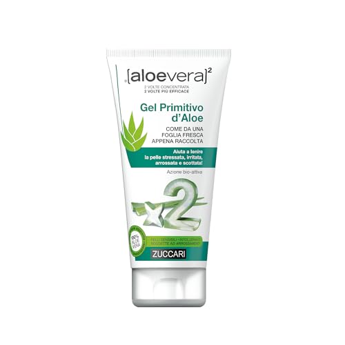 Zuccari ALOEVERA² Gel Primitivo d'Aloe, Tubo da 150ml, 100% Puro Gel di Aloe Vera Non Pastorizzato, Lenitivo e Idratante per Pelli Sensibili e Stressate