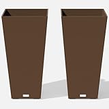 Veradek V-Resin Indoor/Outdoor Taper Planter, Set of 2 (30 inch, Espresso)