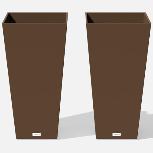 Image of Veradek Pure Series Taper Planter - Tall Tapered Outdoor Planter with Shelf