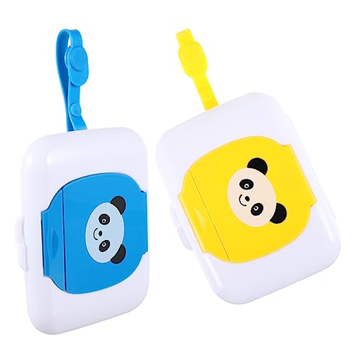 CIMAXIC 2 Piezas Caja de portátil Bolsa Azul Contenedores Agua Tapa Lavar Bebe para bebé Caja de pañuelos de bebé Caja de pañuelos al Aire Libre Gel de sílice