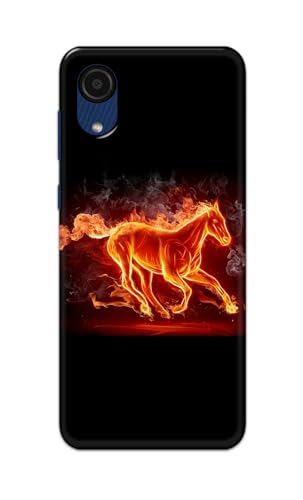 Image of PRINTFIDAA Printed Hard Back Cover Case for Samsung Galaxy A03 Core Back Cover (Fiery Horse) -112