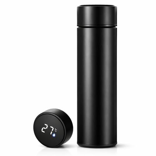 Garrafa Térmica Inox 500ml com Visor Digital de Temperatura, Garrafa para Café, Chá e Água, Mantém Quente e Frio por Horas, Anti Vazamento