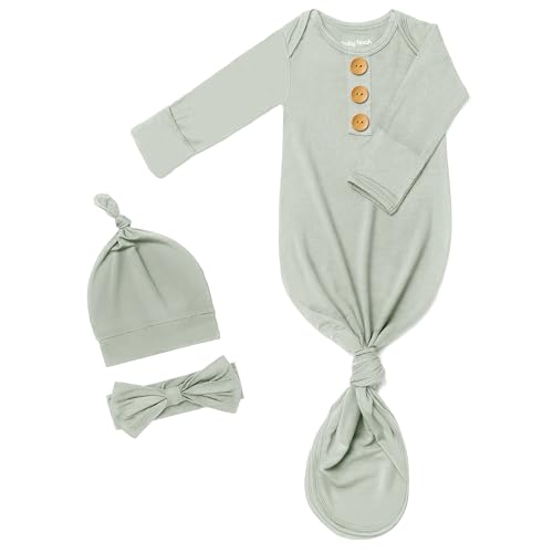 Image of Newborn Baby Knotted Gown Clothes 0-3 Months, Infant Boy Girl Sleeper Outfits